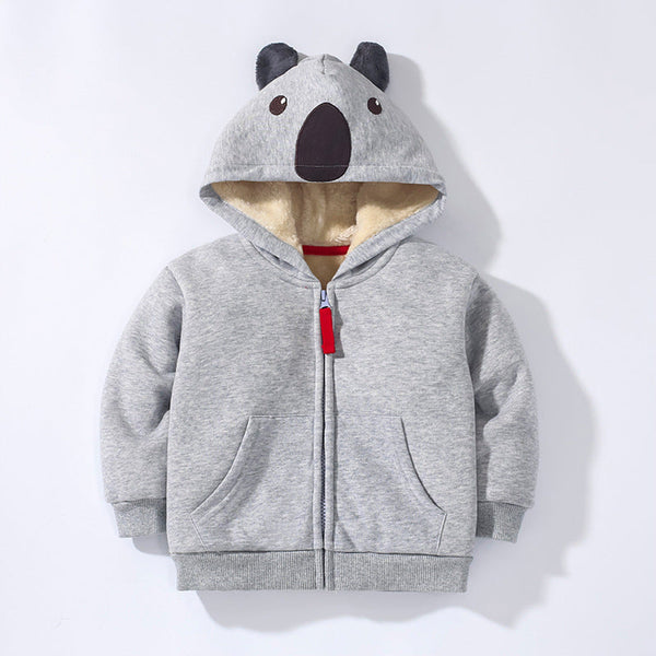 Baby Boy Solid Color Cartoon Bear Shape Design Fleece Thermal Zipper Jacket by MyKids-USA™