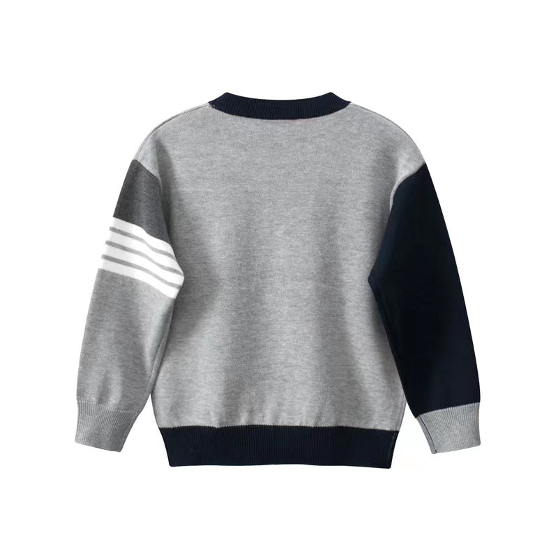 Baby Boy College Style Colorblock Design Knitted Sweater In Autumn by MyKids-USA™