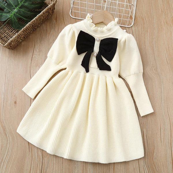 Baby Bow Patched Design Puff Sleeve Princess Dress by MyKids-USA™