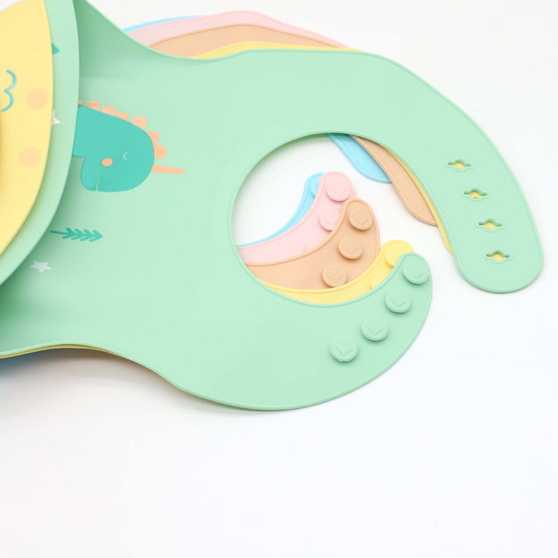 Baby Cartoon Animal Print Food Grade Multi-Adjustable Silicone Bibs by MyKids-USA™