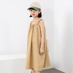 Girls Solid Color Sleeveless Loose Korean Style Dress by MyKids-USA™