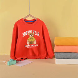 Baby Bear And Letter Print Pattern Pullover Cotton Long Sleeve Hoodies by MyKids-USA™