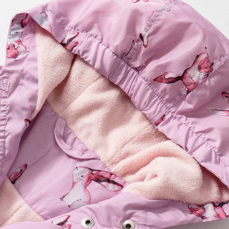 Baby Girl Rabbit Pattern Long Sleeve Fleece Thickened Zipper Jacket by MyKids-USA™