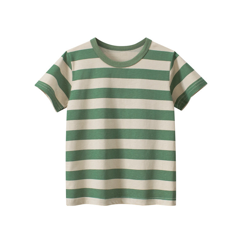 Baby Striped Pattern Crewneck Short Sleeve Tees by MyKids-USA™