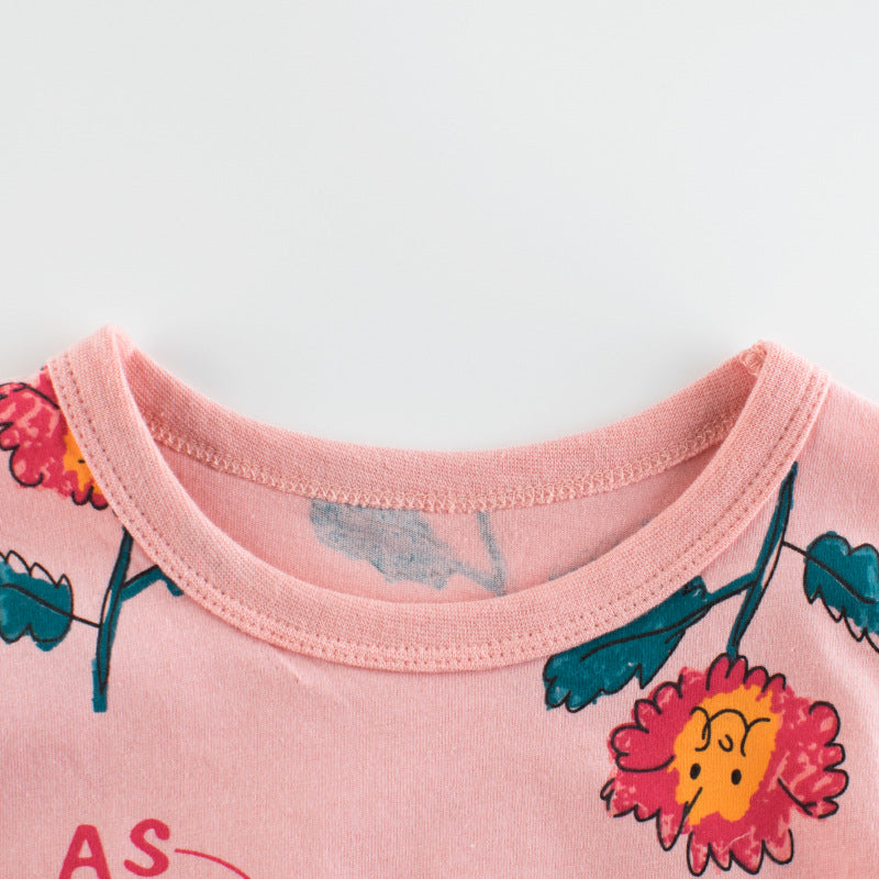 Baby Girl Floral Print Short-Sleeved Cotton Tops & T-Shirts by MyKids-USA™