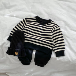 Baby Striped Pattern Waffle Fabric Hoodies Combo Pants Sets by MyKids-USA™