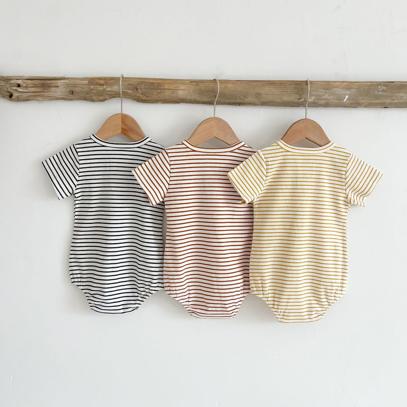 Baby Girls Round Collar Short-Sleeved Stripped Onesies by MyKids-USA™