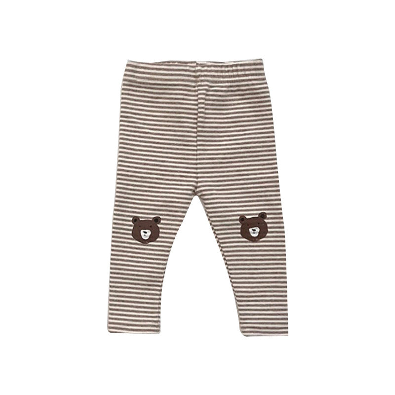 Baby Cartoon Bear Pattern Solid Color Or Striped Design Cotton Pants by MyKids-USA™