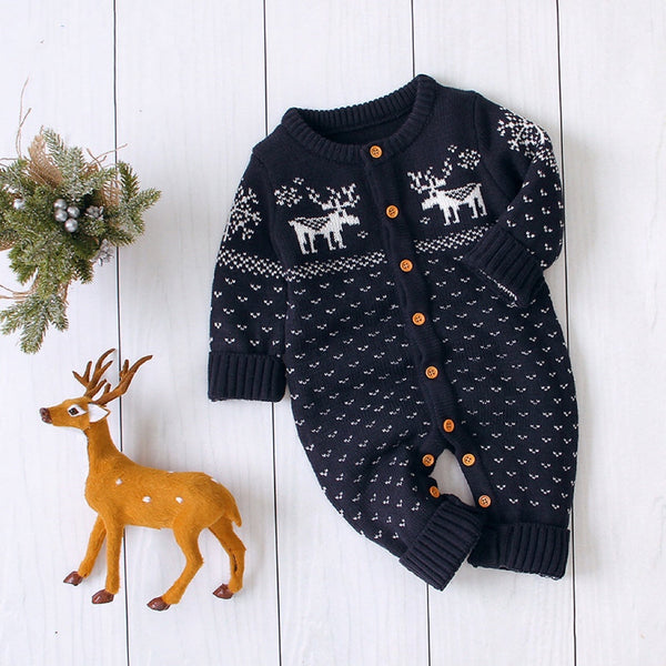 Baby Christmas Giraffe Pattern Style Knitted Romper by MyKids-USA™