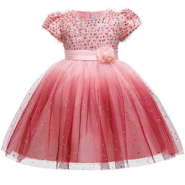 Baby Girl Sequins Patched Pattern Floral Tutu Princess Starry Sky Dress For Special Occasions by MyKids-USA™