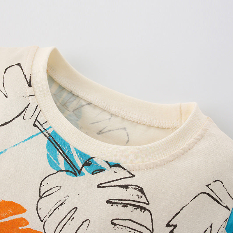 Baby Boy Leaves Pattern Short Sleeve Quality T-Shirt by MyKids-USA™