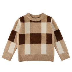 Baby Boy Plaid Graphic O-Neck Long Sleeves Western Classic Sweater by MyKids-USA™