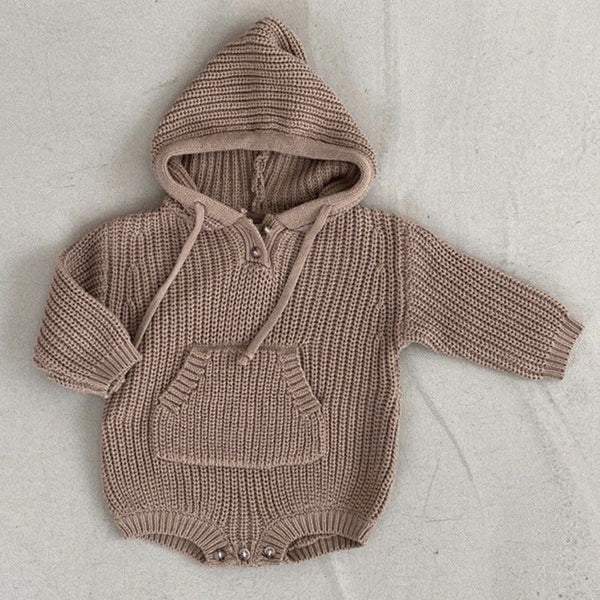 Baby Solid Color Knitted Hooded Triangle Onesies by MyKids-USA™