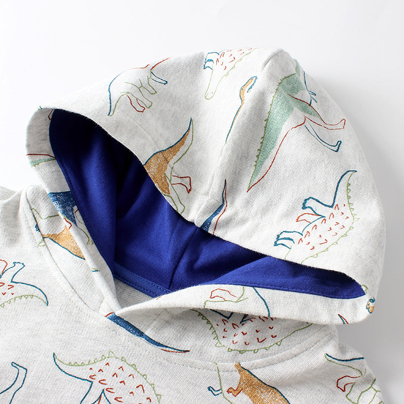 Baby Boy Dinosaur Print Pattern Long Sleeve Hooded Hoodie by MyKids-USA™