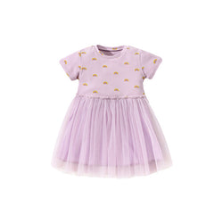 Baby Girl Flower Graphic Mesh Patchwork Deisgn Princess Dress by MyKids-USA™