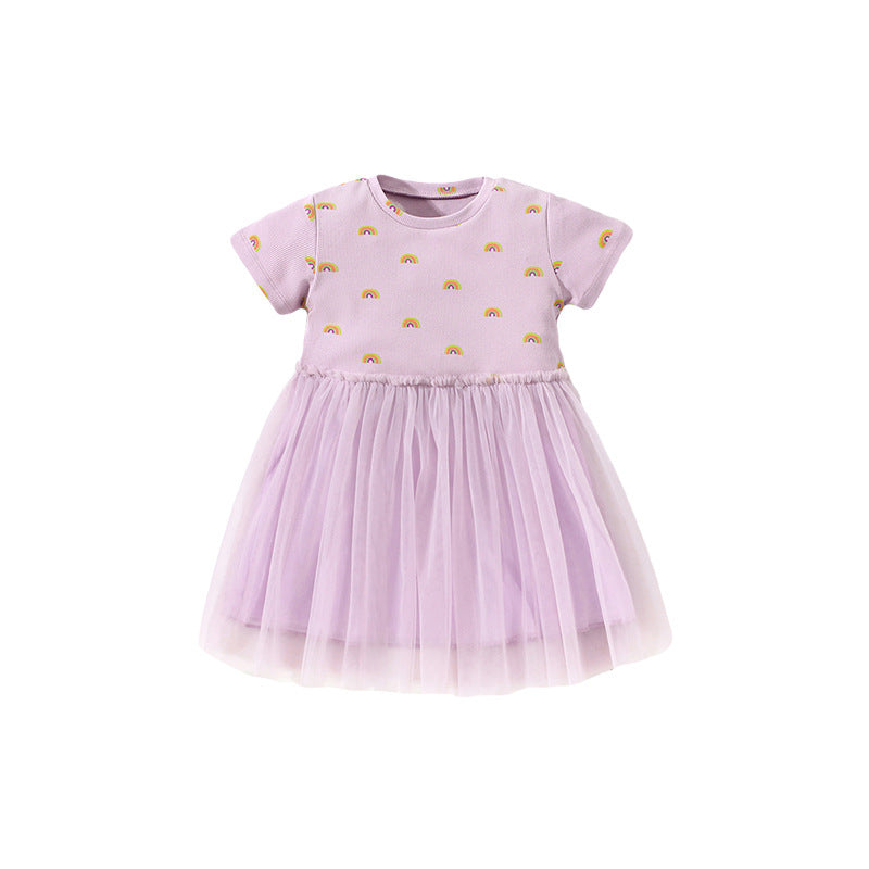 Baby Girl Flower Graphic Mesh Patchwork Deisgn Princess Dress by MyKids-USA™