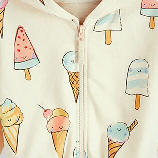 Baby Girl Ice Cream Print Pattern Zipper Coat In Autumn by MyKids-USA™