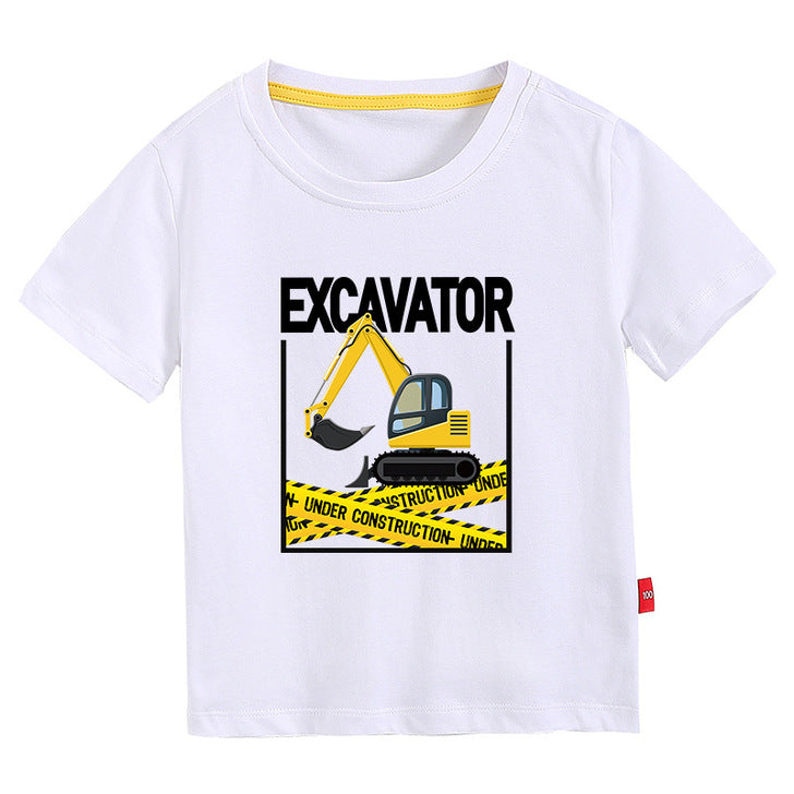 Excavator Printing Design Short-Sleeved T-Shirt by MyKids-USA™