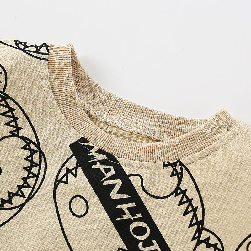 Baby Boy Print Pattern Crewneck Cotton Fashion Hoodie by MyKids-USA™