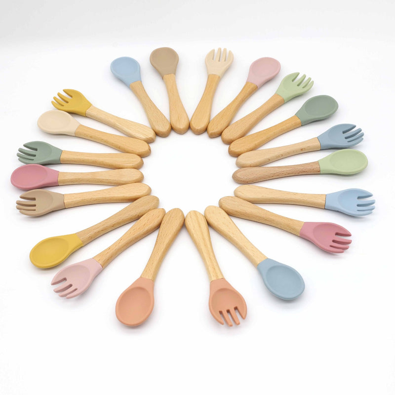 Baby Food Grade Complementary Food Training Silicone Spoon Fork Sets –  MyKids-USA™