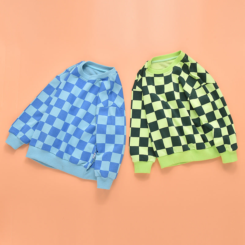 Baby Checkerboard Pattern Long Sleeve Loose Hoodies by MyKids-USA™