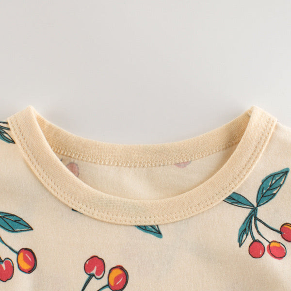 Baby Girl Fruit Cherry Print Short Sleeved T-Shirt In Summer by MyKids-USA™