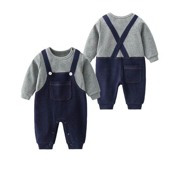 Baby Boy False 1-Piece Overall Design Gentleman Fashion Romper by MyKids-USA™