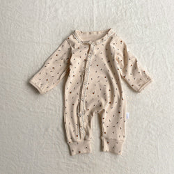 Baby Flower Pattern & Solid Color Lace Design Button Front Jumpsuit by MyKids-USA™