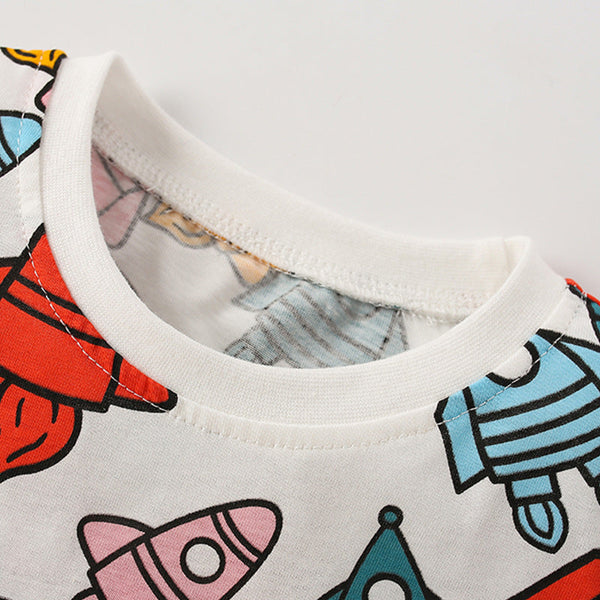 Baby Boy All Over Rocket Pattern Round Neck Tee by MyKids-USA™