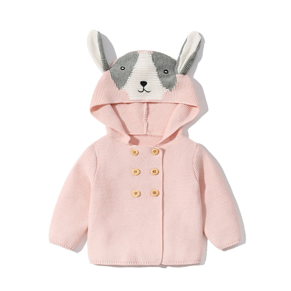 Baby Solid Color Cartoon Design Hooded Knitted Fashion Cardigan by MyKids-USA™