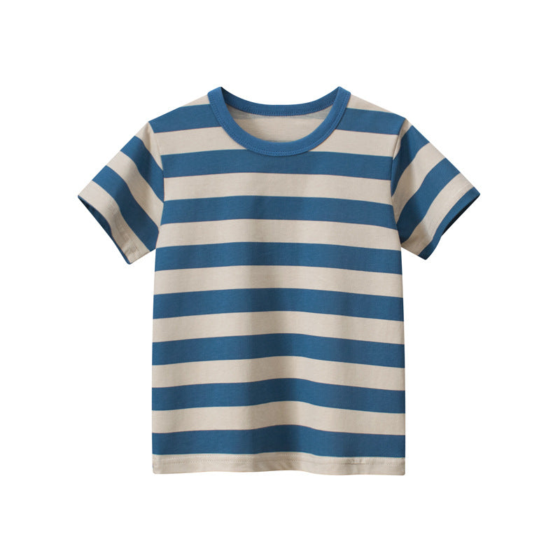 Baby Striped Pattern Crewneck Short Sleeve Tees by MyKids-USA™