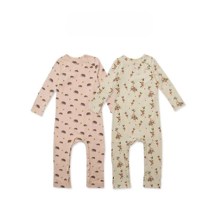 Baby Floral Print Pattern Long Sleeve Soft Cotton Jumpsuit by MyKids-USA™