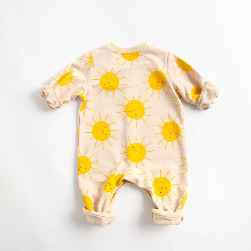 Baby Cartoon Sun Pattern Snap Button Long Sleeved Romper In Spring & Autumn by MyKids-USA™