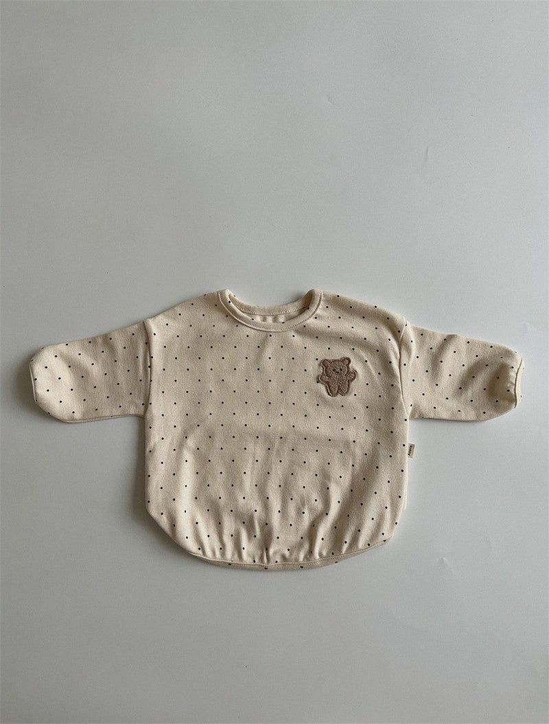 Baby Dot Pattern Cartoon Bear Patched Design Cotton Shirt by MyKids-USA™