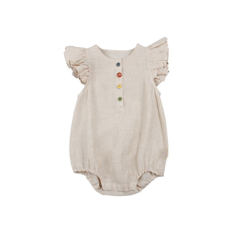 Baby Solid Color Flying Sleeves Soft Cotton Onesies by MyKids-USA™