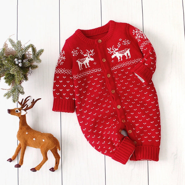 Baby Christmas Giraffe Pattern Style Knitted Romper by MyKids-USA™