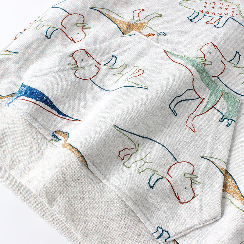 Baby Boy Dinosaur Print Pattern Long Sleeve Hooded Hoodie by MyKids-USA™