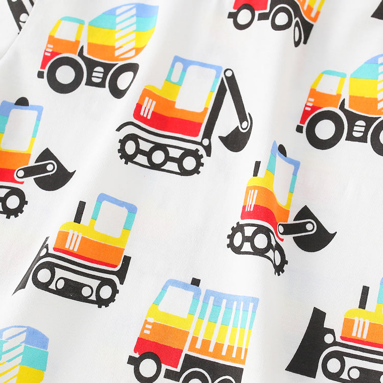 Baby Boy Cartoon Truck Pattern Longsleeve O-Neck Shirt by MyKids-USA™