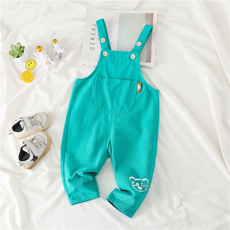 Baby Unisex Cartoon Embroideried Solid Overalls Pants by MyKids-USA™