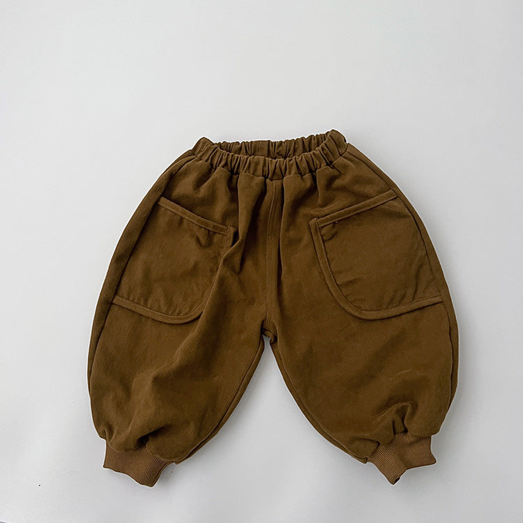 Baby Solid Color Casual Double Layel Thickened Vintage Style Pants by MyKids-USA™