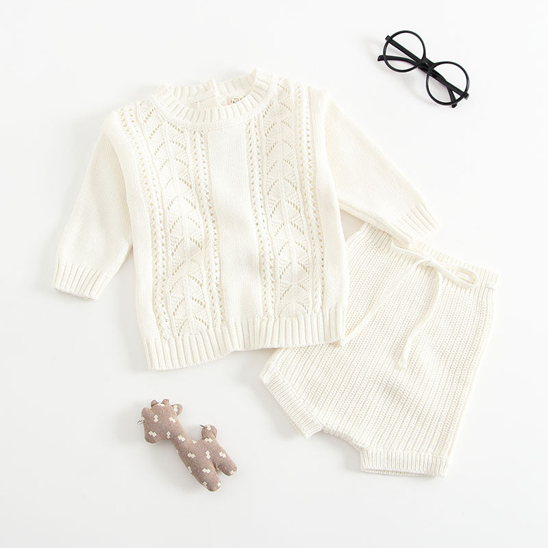 Baby Solid Color Hollow Carved Design Knitwear Sets by MyKids-USA™