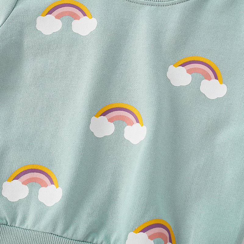Baby Girl Rainbow Pattern Long Sleeve O-Neck Hoodie by MyKids-USA™