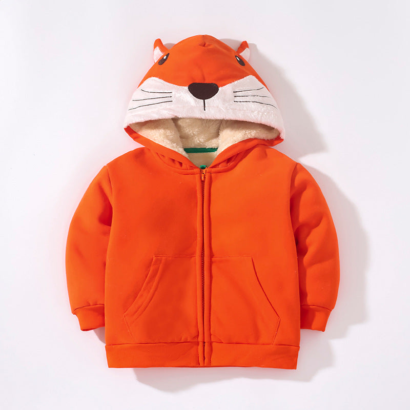 Baby Boy Solid Color Cartoon Bear Shape Design Fleece Thermal Zipper Jacket by MyKids-USA™