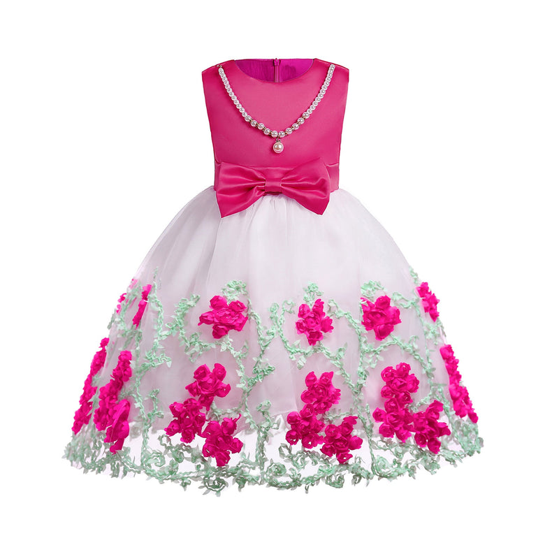 Baby Girl Flower Mesh Overlay Design Bow Tie Vest Dress Birthday Formal Dress by MyKids-USA™