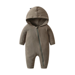 Baby Boy Solid Dinosaur Pattern Zip Design Hoodie Jumpsuit by MyKids-USA™