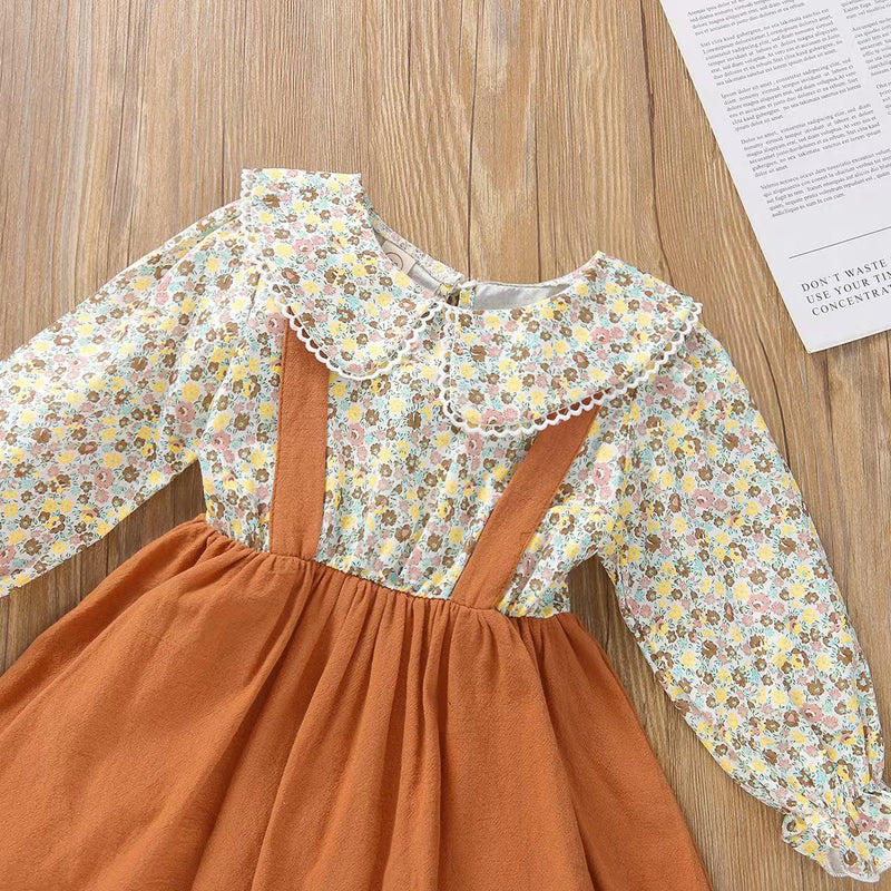 Baby Girl Foral Pattern False 1-Piece Design Doll Neck Dress by MyKids-USA™