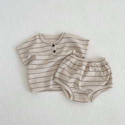 Baby Striped Pattern T-Shirt Shorts Casual Comfy Sets by MyKids-USA™