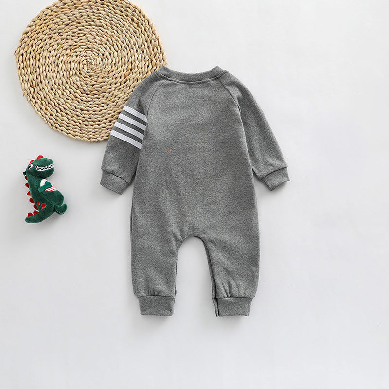 Baby Solid Color Side Striped Sleeve High Elastic Cotton Jumpsuit by MyKids-USA™