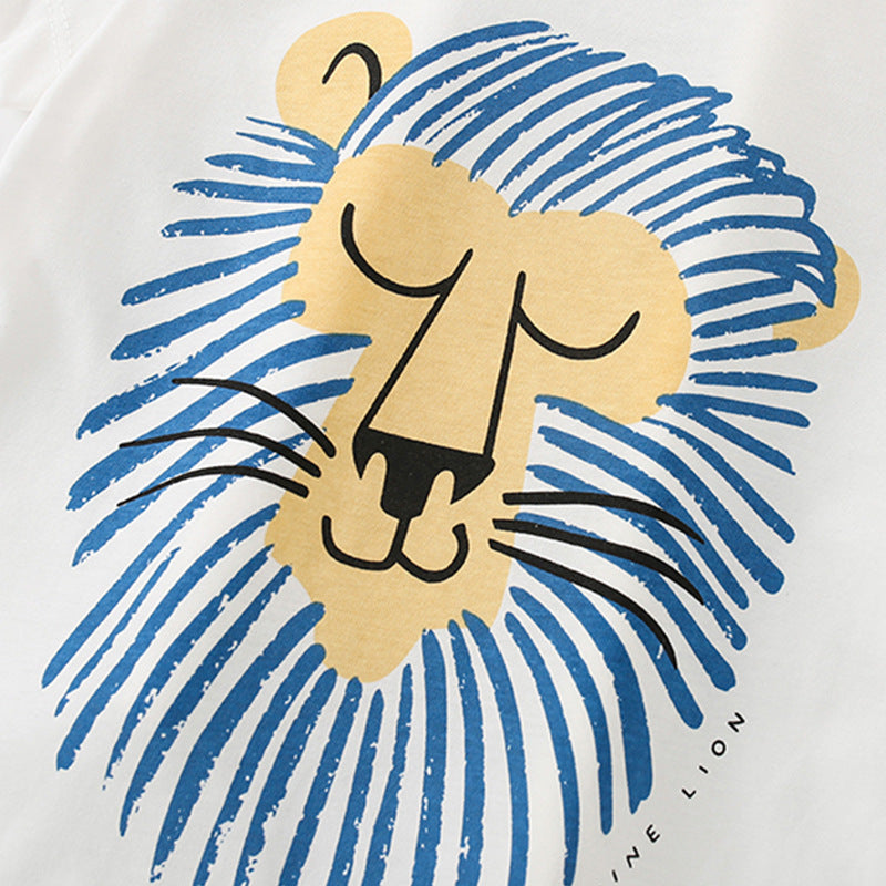 Baby Boy Cartoon Lion Pattern Quality Cotton Tops In Summer by MyKids-USA™