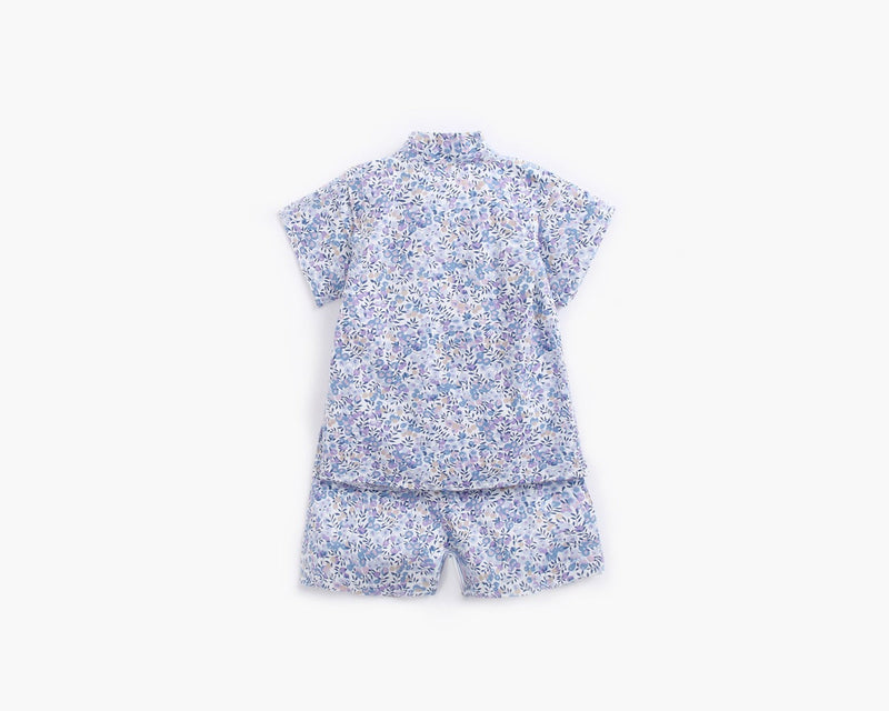 Baby Floral Print Belt Design Short-Sleeved Tops Combo Shorts Japanese Sets Pajamas by MyKids-USA™